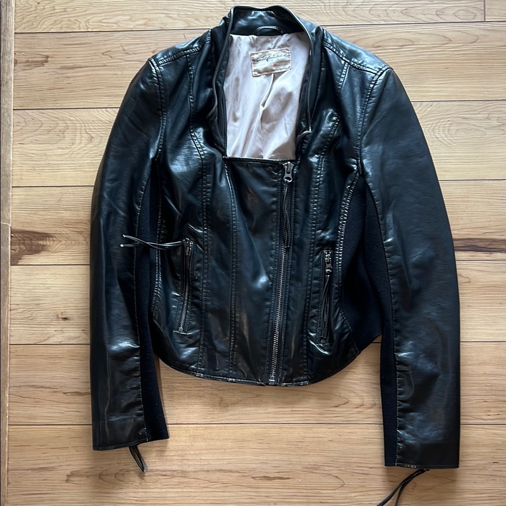 Free People Black Vegan Leather Jacket
